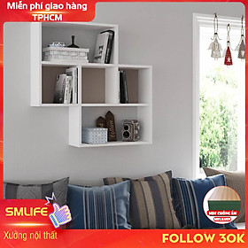 Kệ gỗ treo tường trang trí hiện đại SMLIFE Wise  | Gỗ MDF dày 17mm chống ẩm | D81.8xR20xC81.8cm - Màu