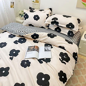 Bộ Vỏ Chăn Ga Gối 4 Món Cotton 3D 80% Bền Bỉ Không Phai Màu Bai Xù Sizem6/m8/2m-Tiệm Nhà Mêu