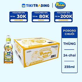 Thùng 24 Chai Nước Uống Pororo hương vị Chuối 235ml