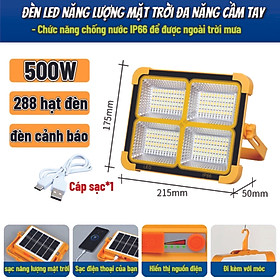 Mua Đèn LED Năng Lượng Mặt Trời Cầm Tay  500W  Đa Năng  Chống Nước  Đổi Màu