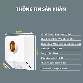 Đui đèn cảm ứng chuyển động E27 cảm biến hồng ngoại PIR thông minh tự động