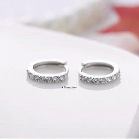 Khuyên tai bạc, bông tròn nạm đá cao cấp sang trọng - TleeSilver