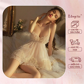 Váy Ngủ Hai Dây Ren Hoa Hồng - B.Lingerie