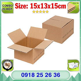  20 Hộp Carton, KT: 15x13x15cm, Hộp carton, Thùng carton, Hộp đóng hàng, Thùng đóng hàng, Hộp carton 3 lớp...