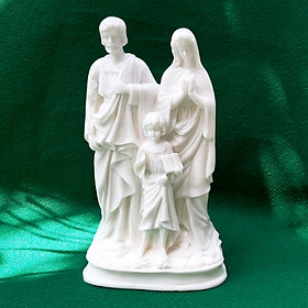 Tượng Gia Đình Chúa Giesu Non Nước DSF-HR13 Bằng Đá Nhân Tạo Màu Trắng - Cao 25cm, kích thước nhỏ gọn, để xe ô tô, để bàn, trang trí phòng làm việc, phòng khách - Hàng đá mỹ nghệ truyền thống