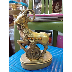 Mua Tượng dê đồng phong thủy đứng ngậm tiền 14cm  dê bằng đồng  dê phong thủy