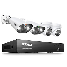 Hệ thống camera quan sát ZOSI 8MP Bộ 8CH H.265 4K Ultra HD PoE NVR Âm thanh 2 chiều Còi báo động Bộ camera IP giám sát video ngoài trời HDD tích hợp: Không có