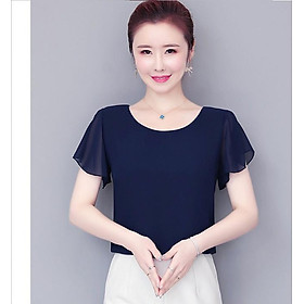 Áo Kiểu Cổ Tròn Tay Ngắn Cánh Rộng - Vải Tằm Ý mềm rũ không nhăn