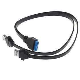2Port USB 3.0 Female to PC Motherboard Header 20pin Flat Cable Cord 1.5ft