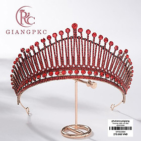 Vương miện đá đỏ cô dâu viền đá hình quạt Giangpkc