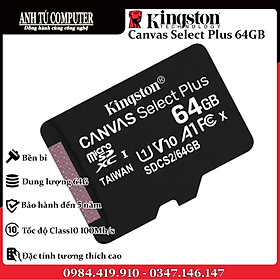 Mua Thẻ Nhớ Kingston 64GB Micro SD Class 10 SDCS2/64GBSP hàng chính hãng