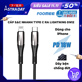 Mua Dây cáp sạc nhanh (Type-C to Lightning) PD18W FOOMEE DN12 - Màu đen - Hàng chính hãng