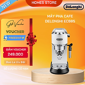 Máy Pha Cà Phê Epresso, Capuchino DELONGHI EC685.R Dedica, Nhập Khẩu Đức, Công nghệ Thermoblock, Dung Tích 1.1L, Áp Suất 15 Bar, Công Suất Cao 1300W - Hàng Nhập Khẩu