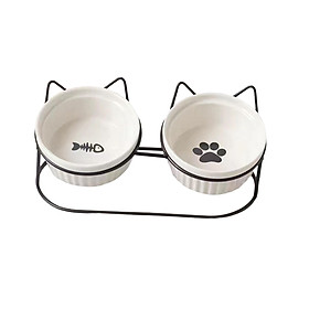Cat Bowl Raised Cat Dish Removable Stable Durable Feeding Cute with Iron Holder Shelf for Pet Accessory  Faced Cats