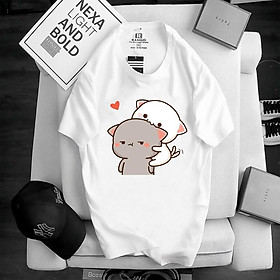 Áo thun đôi cặp unisex mèo cặp cắn miếng vải dày mịn 2019T22067