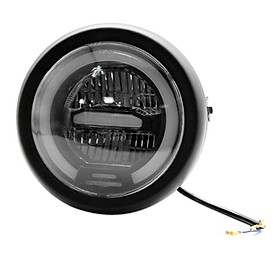 Universal Black 6" Round Motorcycle Headlight White Lens Light For