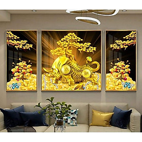 Tranh Tráng Gương Treo Tường Cao Cấp - Trâu Vàng Phú Quý