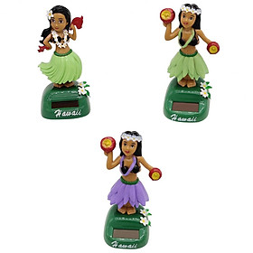 3 Pieces Dancing Hawaii Girl Swing Figures Toy Home Car Decor Ornament Gifts
