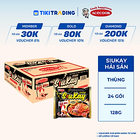 Thùng 24 Gói Mì Siukay Hải Sản (128g x 24 gói)