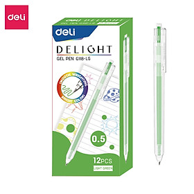 01 Bút bi nước mực gel bấm nhiều màu 0.5mm Deli xinh xắn nhanh khô viết đều trơn tru lâu hết mực chất lượng cao EG118