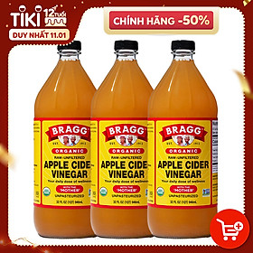 Giấm táo hữu cơ Organic Bragg 946ml (3 chai)