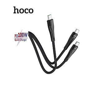 Cáp Sạc Nhanh Dành Cho Hoco. U102 100W Super Type-C To Type-C + Type-C Dài 1.5m Dây Dù Siêu Bền Hàng Chính Hãng