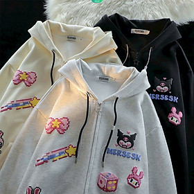 Áo Khoác hoodie áo khoác nữ zip hoodie In Toàn Thân MERSESK Thanh lịch trendy Popular Thông thường Form rộng, áo khoác cặp đôi chống nắng