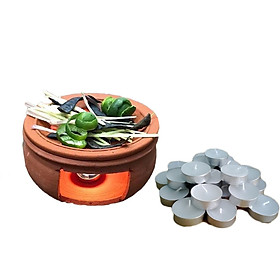 Combo bếp đốt xông bồ kết, thảo dược kèm nến