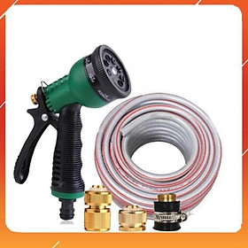 Mua Vòi xịt rửa xe Vòi phun nước tưới cây tăng áp thông minh 8 chế độ 815576-1 (cút đồng nối đồng - dây xám)