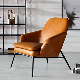 Mua Ghế thư giãn đọc sách nệm simili màu nâu da bò Ghế sofa đơn phòng khách phong cách Châu Âu cao cấp Hug Arm Lounge Chair