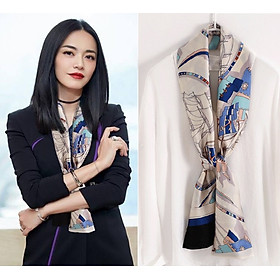 Khăn quàng cổ - Họa tiết Mỏ neo Lụa satin cao cấp