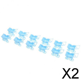 2x12pcs Cute Plastic Mini Carts Kids Toys Baby Shower Party Favors Blue