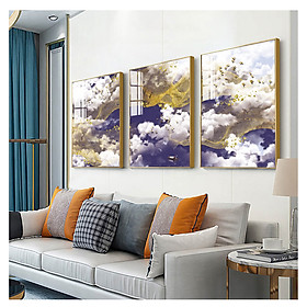 Tranh treo tường Mica Khung nhôm 3 bức giấc mơ vàng Trừu tượng  tại Hải Phòng