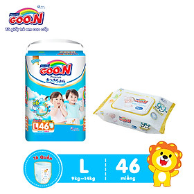Tã Quần Goo.n Premium Cao Cấp Gói Cực Đại Size L46 (46 Miếng) + Tặng bịch khăn ướt Goo.N Premium 80 miếng cao cấp