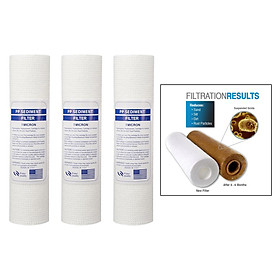 Pack of 3 1/5 Micron 10" Sediment Water Filter Replacement Cartridge, House Sediment Filtration Accessories