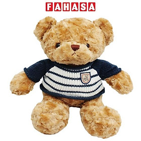 Thú Bông Gấu Teddy Nâu Nhạt 50 cm - ZooZoo 50340 - Mặc Áo Len Sọc Ngang