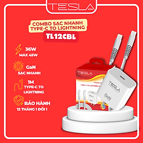Mua Combo sạc nhanh hàng chính hãng TESLA TL12CBL 36W GaN USB-C (C to L) | Bảo hành 12 tháng 1 đổi 1 | Made in Việt Nam