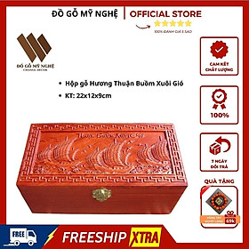 Hộp đựng dấu gỗ hương Thuận Buồm Xuôi gió lót nhung 