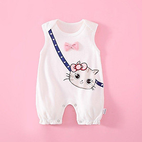 Body Sát Nách cho bé chất Cotton Mềm Mịn quần áo sơ sinh Bé Trai Bé Gái mèo kẹp nơ siêu dễ thương 0 đến 12 tháng