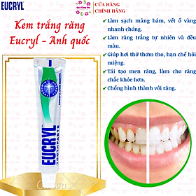 Bột trắng răng, Kem đánh răng trắng răng Eucryl Anh Giúp răng trắng sáng bền lâu , sạch bóng và thơm mát cả ngày - QuaTangMe Extaste