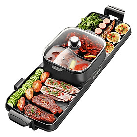 Mua Bếp lẩu nướng điện gia đình 2 ngăn  nồi lẩu có thể tách rời Electric Barbecue Grill Multi-function BBQ