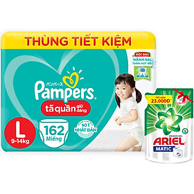 Tã Quần Giữ Dáng Pampers Megabox Thùng Tiết Kiệm L162 - Tặng 1 Túi Ariel 1.4kg