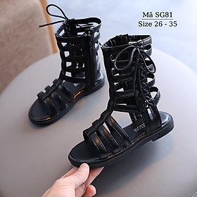 Sandal chiến binh bé gái NHÍM SHOP 3 - 10 tuổi cổ cao khóa kéo thời trang chất liệu da mềm mại êm 2 màu trắng đen phù hợp cho trẻ em nữ đi học đi chơi biểu diễn văn nghệ năng động cá tính SG81