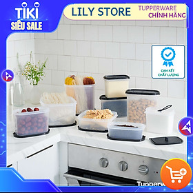 Bộ Hộp Kệ Bếp Modular Mate Super Kitchen 9 Hộp màu đen TUPPERWARE CHÍNH