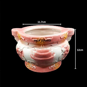 LƯ HƯƠNG,BÁT HƯƠNG QUAI THỎI VÀNG HỒNG CH ĐƯỜNG KÍNH 10CM,11.7CM