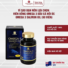 Viên uống Omega 3 dầu cá Hồi nhập khẩu chính hãng Úc OMEGA 3 SALMON OIL (90 viên) hỗ trợ hạ mỡ máu, giảm nguy cơ xơ vữa động mạch, cung cấp các chất dinh dưỡng cần thiết cho não bộ, tốt cho mắt