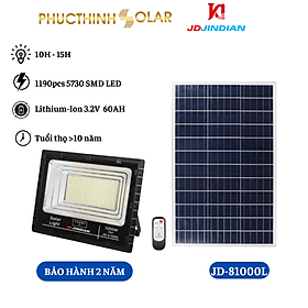 Đèn Pha Năng Lượng Mặt Trời 1000W Jindian JD-81000L, Đèn Led Ngoài Trời Cảm Biến Ánh Sáng, Chống Nước | Phúc Thịnh Solar