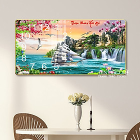Mua Tranh đồng hồ tráng gương thuận buồm xuôi gió 7 trang trí decor phòng khách quà tân gia