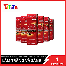 COMBO 6 tuýp kem đánh răng Colgate Optic White Làm trắng và sáng răng từ tinh chất núi lửa 100gX6