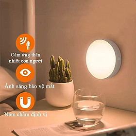 Đèn Led Dán Tường Cảm Ứng Thông Minh Dùng Pin, Đèn Cảm Ứng Chuyển Động Hồng Ngoại - Ánh Sáng Vàng